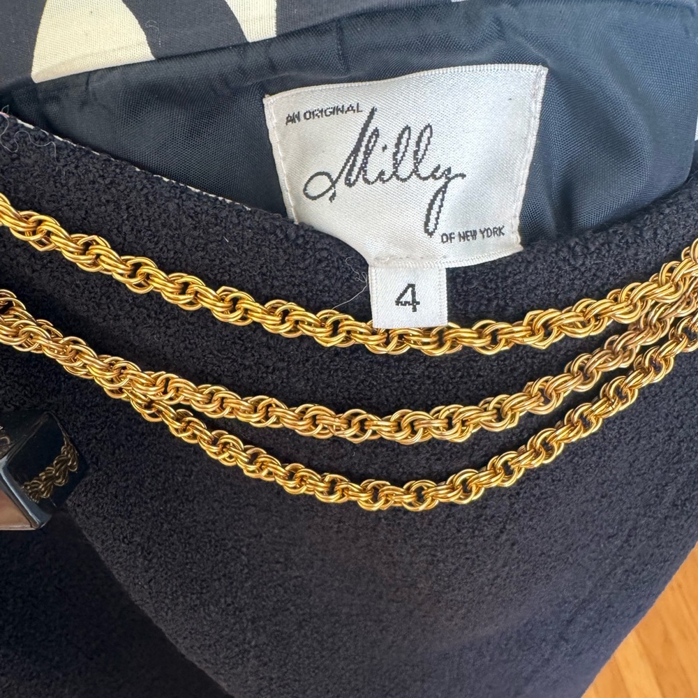 Milly Black Skirt with Gold Chain Detail